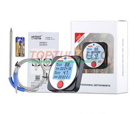 Термометр цифровий для барбекю 2-х канальний Bluetooth, -40-300°C WINTACT WT308A