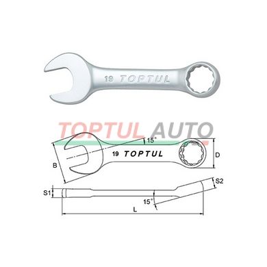 Ключ комбинированный короткий TOPTUL 10мм AAAF1010