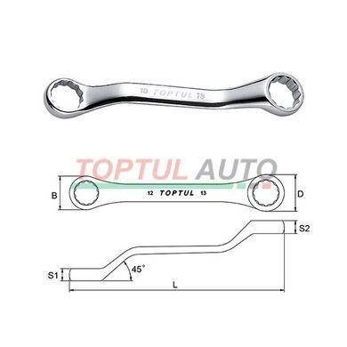 Ключ накидний короткий TOPTUL (кут 45&deg;) 8х9мм AAAK0809