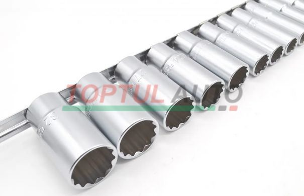 Набір головок довгих на планці TOPTUL 12-гр. 1/2" 15ед. 8-32мм GAAQ1607U-12