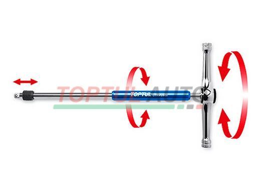 Вороток Т-подібний з тріскачкою 3/8" 72 зубця L1=134mm L=270mm TOPTUL CTRM1227
