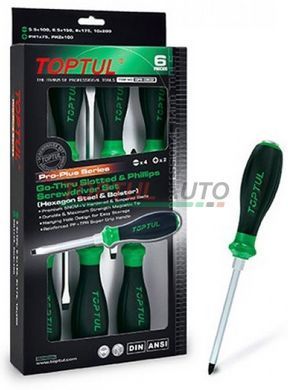 Набір викруток ударних з шестигранником 6 од. PRO-PLUS SERIES TOPTUL GFE-0602