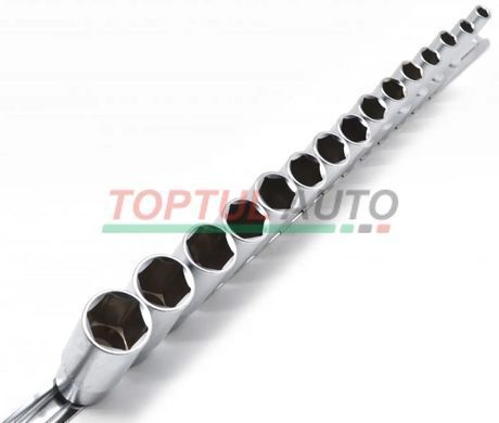 Длинные торцевые головки на планке TOPTUL 1/2" 15ед. 8-24мм GAAQ1606U
