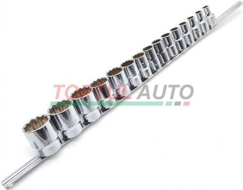 Набір 12-гранних головок на планці TOPTUL 12-гр. 1/2" 15ед. 8-32мм GAAQ1603U-12