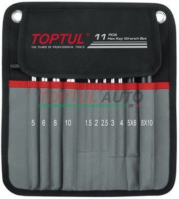 Набор ключей шестигранных с шаром TOPTUL 1,5-10мм 11ед. супердлинных в чехле GPAQ1101