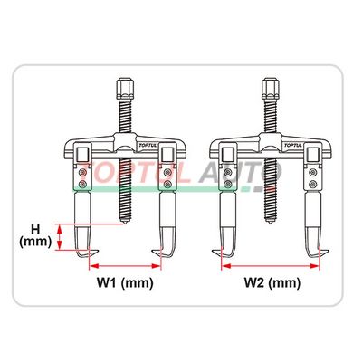 Съемник двухзахватный 200мм "рельс" TOPTUL JJAL1220