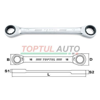Ключ накидной трещоточный TOPTUL 14х15мм AOAG1415