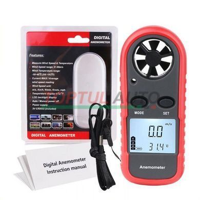 Анемометр цифровой 0,1-30м/с, -10-45&deg;C WINTACT WT816