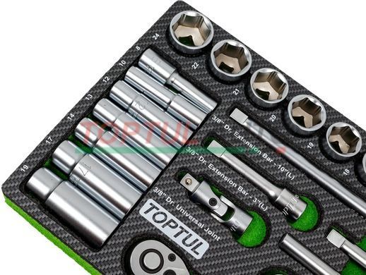 Тріскачки і головки в ложементі 3/8" 30ед. TOPTUL GEA3005