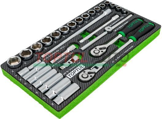 Тріскачки і головки в ложементі 3/8" 30ед. TOPTUL GEA3005