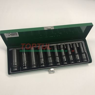 Набір довгих торцевих головок ударних TOPTUL 1/2" 10-24мм 10 од. GDAD1002