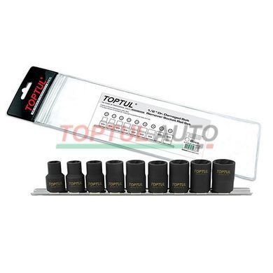 Набір головок для пошкоджених гайок на планці TOPTUL 1/2" 9 од. GAAG0903