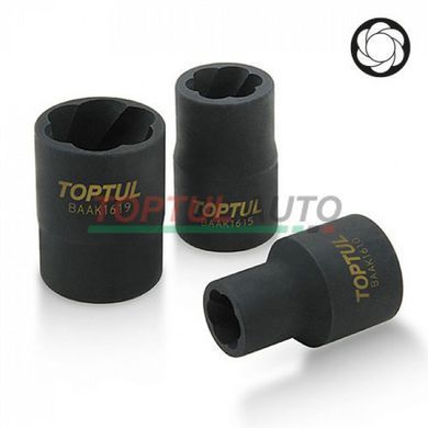 Набір головок для пошкоджених гайок на планці TOPTUL 1/2" 9 од. GAAG0903