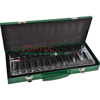 Набір ударних  головок TOPTUL 1/2" 8-32мм 32ед короткі + довгі GDAD3201
