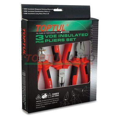 Плоскогубцы диэлектрические 1000V TOPTUL набор 3ед. GAAE0301
