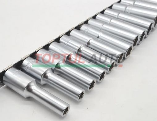 Длинные торцевые головки на планке TOPTUL 1/2" 15ед. 8-32мм GAAQ1607U
