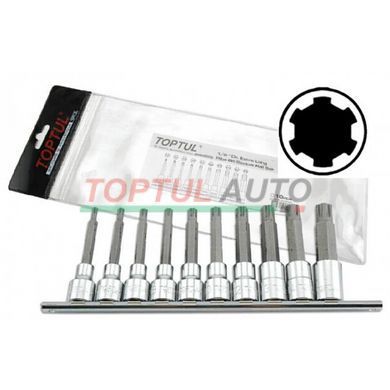 Набір головки з насадкою TOPTUL 1/2" RIBE M5-M16 10 од. довгі GAAG1003