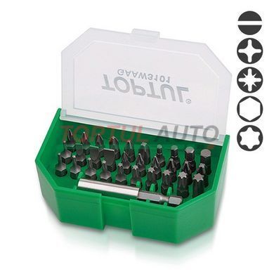 Набір біт для шуруповерта 31ед. TOPTUL 1/4" SL;PH;PZ;TORX;HEX + магнітний тримач GAAW3101