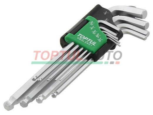 Набор шестигранников дюймовых с шаром TOPTUL 1/16"-3/8" 9ед. GBAL0901