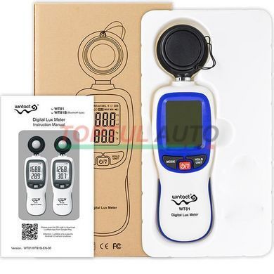 Цифровой люксметр (измеритель освещенности + термометр) Bluetooth 200000 Lux WINTACT WT81B